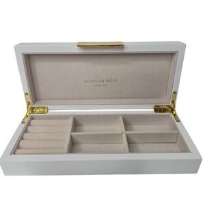 Addison Ross Ross LTD Polished Lacquer Wood Jewelery Box Glossy White 4"x9" NWOB